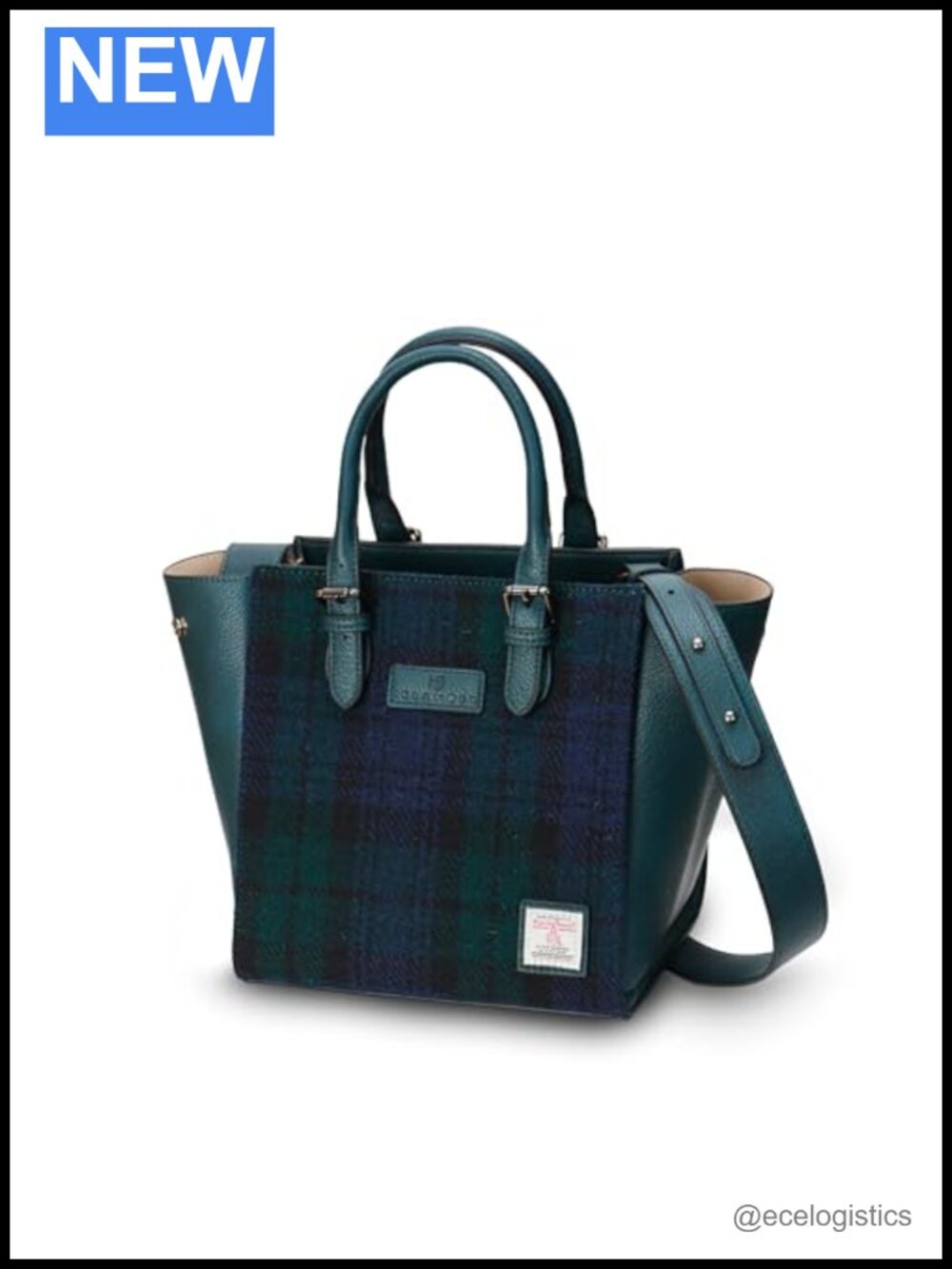Harris Tweed Tote Bag with Vegan Leather Accents, Handwoven Scottish Design